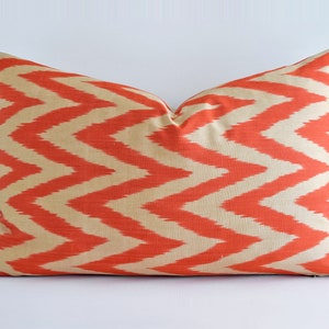 Ikat Orange Coral Pillow Cover - Coral Throw Pillow Decorative Pillows Coral Accent Pillow Coral Pillows Coral Lumbar Pillow Coral Euro Sham