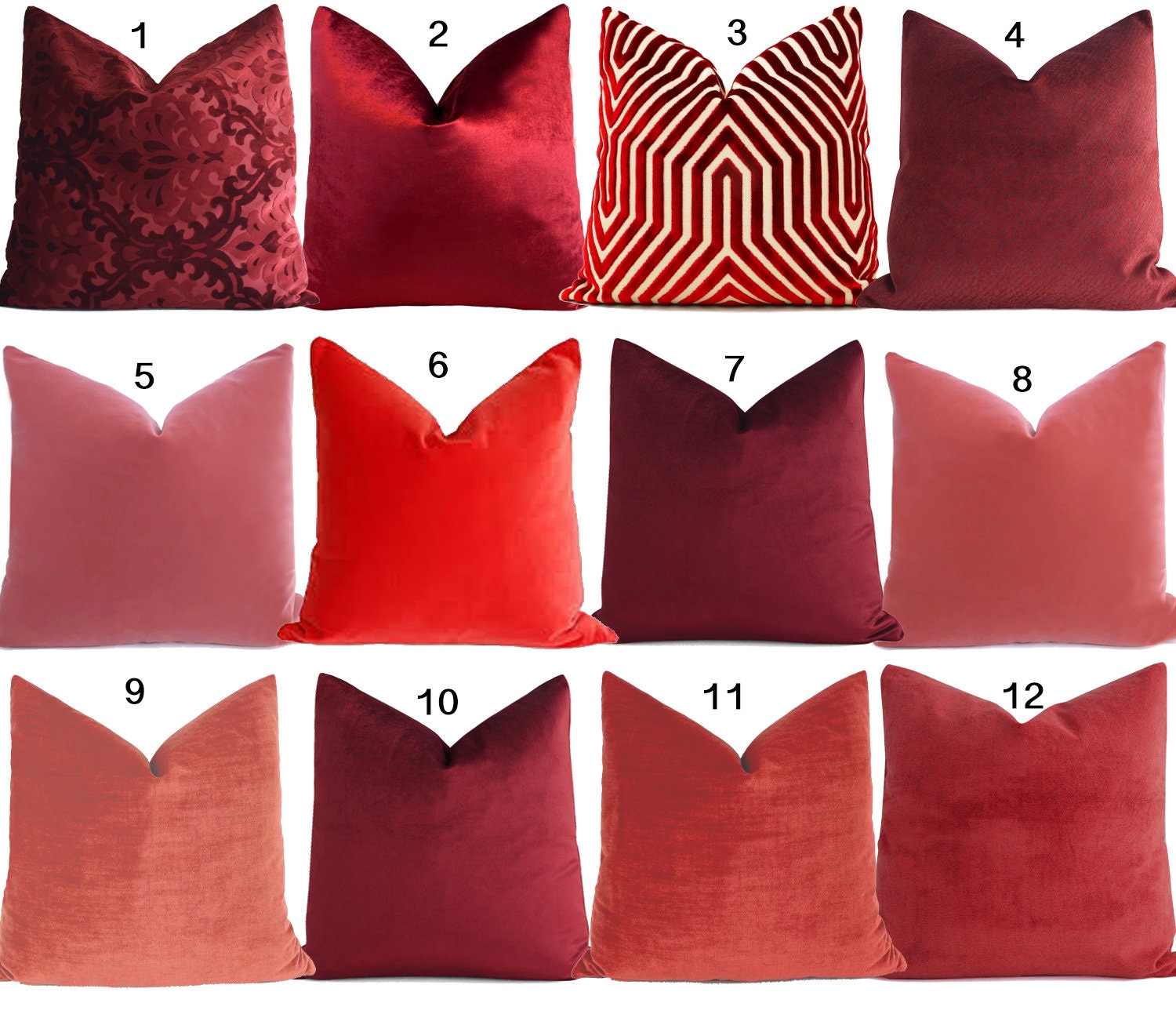 Red patterned pillows sale