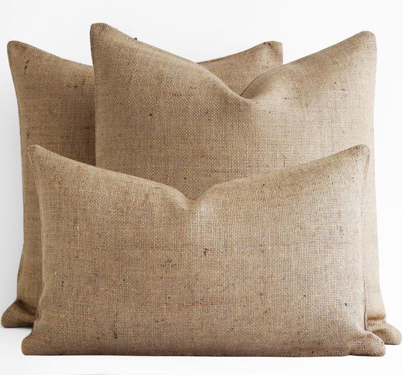 BURLAP pillow cover wholesale CUSTOM Burlap pillow cover 24x24 22x22 20x20 18x18 16x16 26x26 28x28 30x30 12x18 12x36 Lumbar Pillow Euro Sham image 8