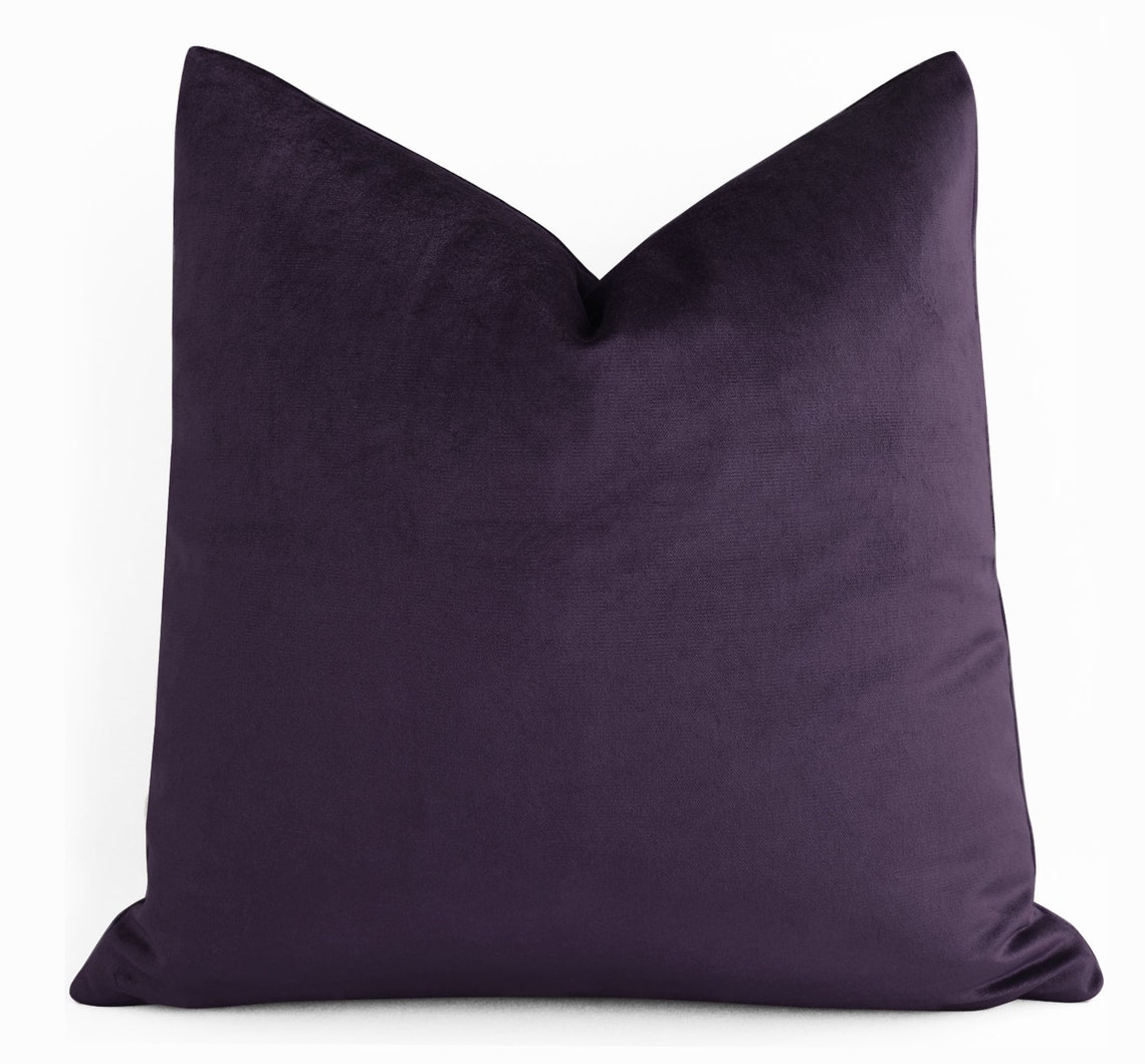 SALE Luxury Dark Purple Velvet Throw Pillows Velvet Pillow Etsy