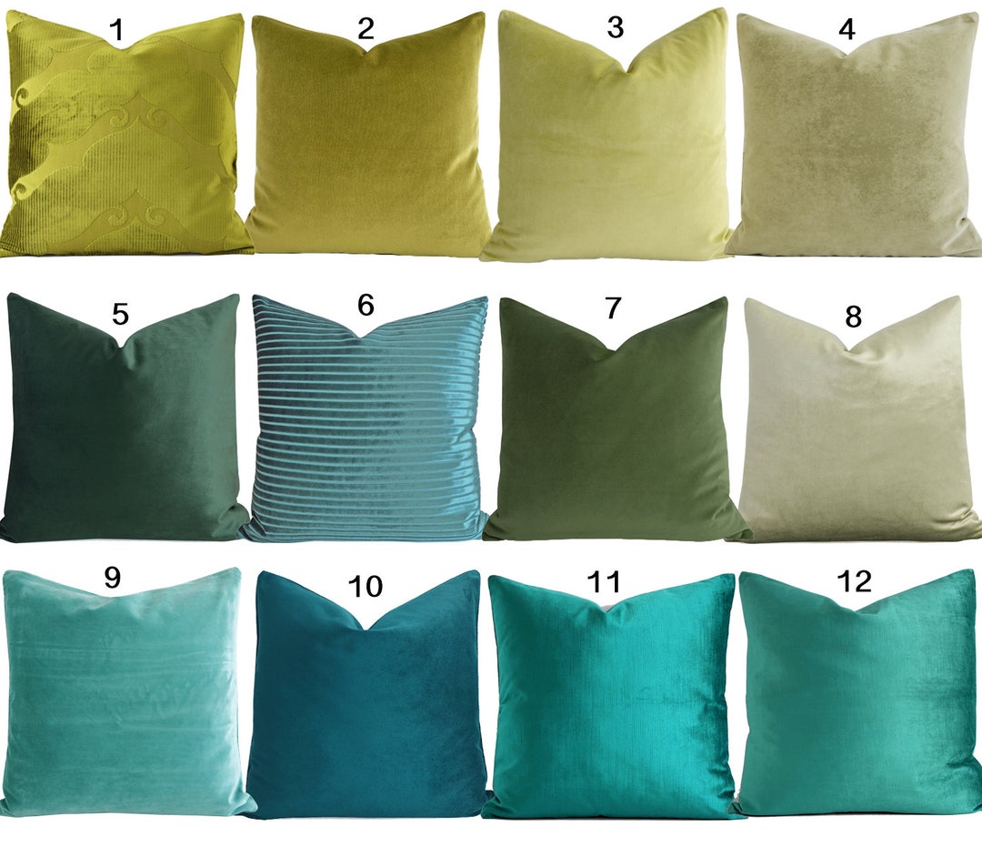 Luxury Dark Green Velvet Pillow Cover, Green Pillow Covers 20x20, Throw