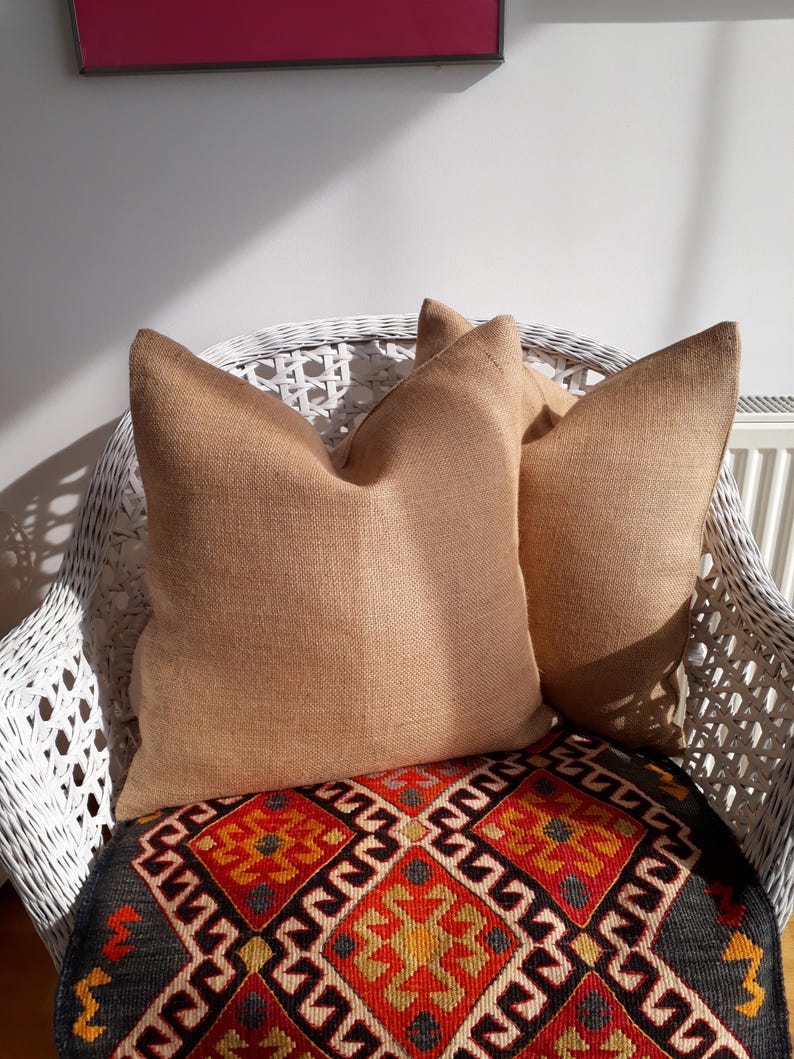 BURLAP pillow cover wholesale CUSTOM Burlap pillow cover 24x24 22x22 20x20 18x18 16x16 26x26 28x28 30x30 12x18 12x36 Lumbar Pillow Euro Sham image 2