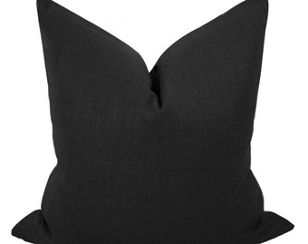 Black LINEN Decorative Pillows for Sofa 18x 18,10,12,14,16,20,22,23,24,26,30,36 pillows for living room pillows for bed,pillows for couch,