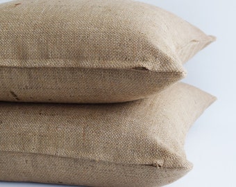 Any Size Custom One Sun-resistant Outdoor Natural Jute Burlap Pillow Cover 12x12, 18x18, 20x20,22x22,24x24,Large Small Lumbar Indoor Outdoor