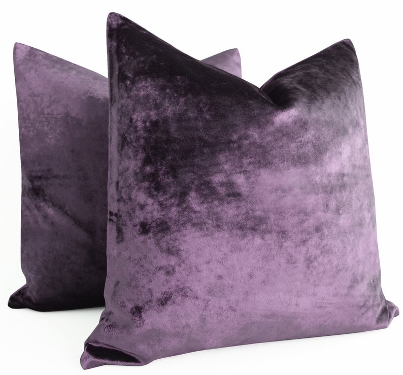 Purple Velvet Pillow Covers 20x20 24x24 Decorative Pillow Etsy