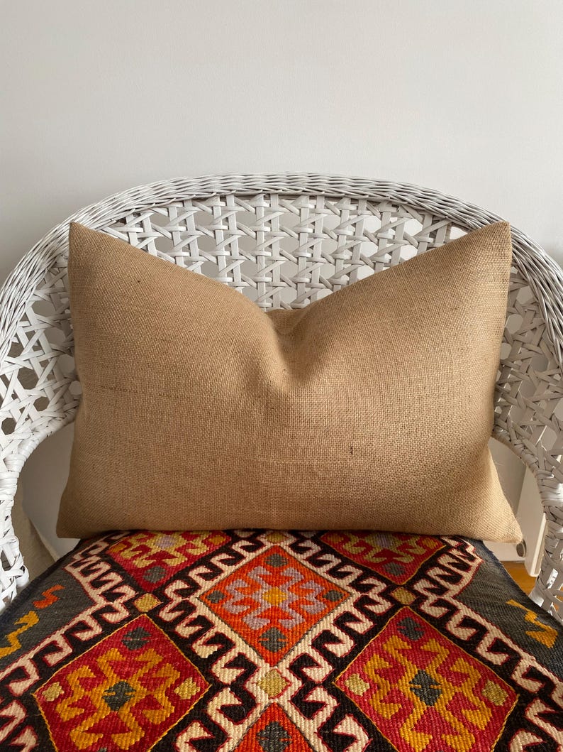 BURLAP pillow cover wholesale CUSTOM Burlap pillow cover 24x24 22x22 20x20 18x18 16x16 26x26 28x28 30x30 12x18 12x36 Lumbar Pillow Euro Sham image 7