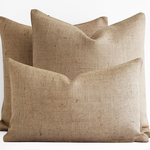 Any Size Custom One Sun-resistant Outdoor Natural Burlap Pillow Cover 12, 18x18,20x20,22,24x24,26x26,28x28,30x30,Large Small Lumbar Indoor