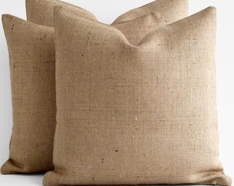 Wholesale Custom Solid Blank Plain Burlap Pillow Cover Indoor Outdoor Sun-resistant 12,14,16,18,20,22,24,26,28,30,36 Farmhouse Decor Rustic
