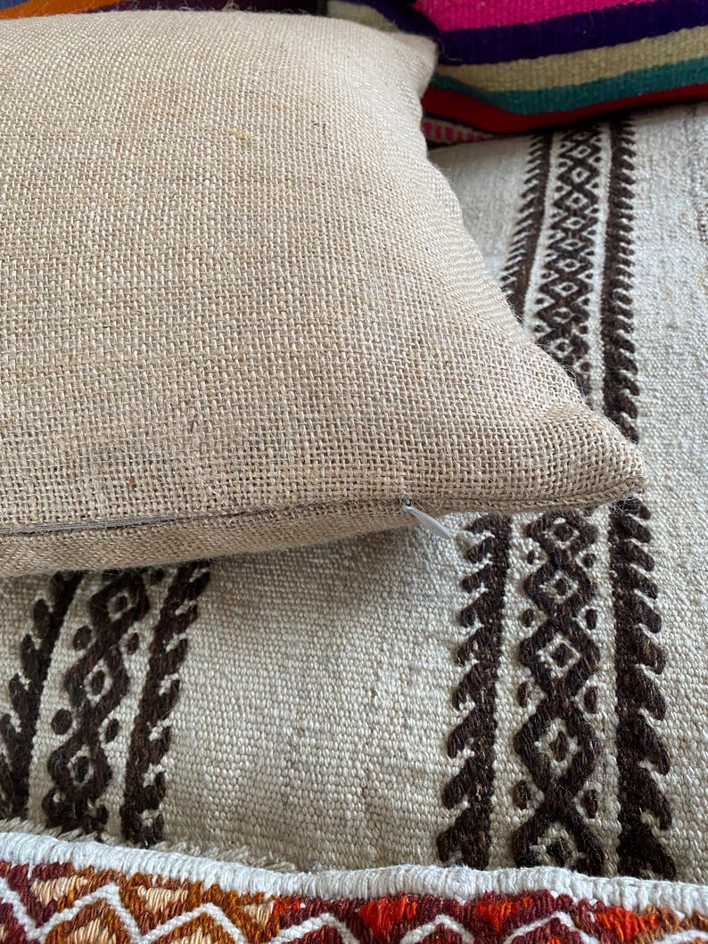 BURLAP pillow cover wholesale CUSTOM Burlap pillow cover 24x24 22x22 20x20 18x18 16x16 26x26 28x28 30x30 12x18 12x36 Lumbar Pillow Euro Sham image 5