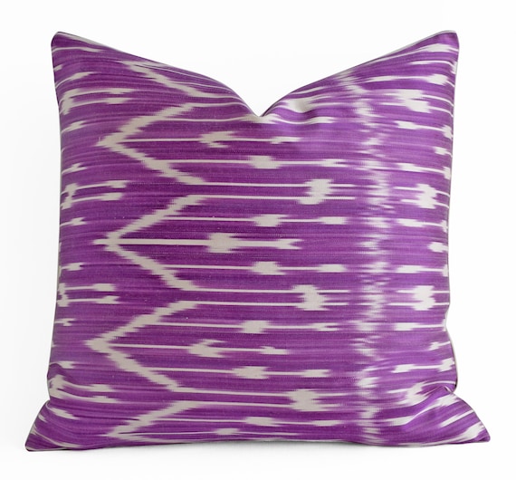 Handwoven Purple Ikat Pillow Cover 16x16 Organic Shine Silk Etsy