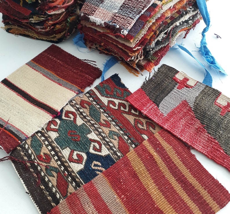 500 gr Hand Woven Natural Wool Fabric Remnants Kilim Scraps Etsy