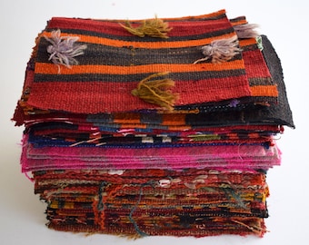 Hand Woven Natural Wool Fabric Remnants, Kilim Scraps, Ebrodered, Kilim Bundle, Kilim Remnants Pack, Pieces For Patchwork Sale Quilt