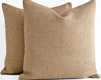 WholeSale! Custom Tan BURLAP Pillow  Cover 12,14,16,18,20,22,24,26,28,30,36,Decorative Pillow Covers Solid Beige Throw Cushion Accent
