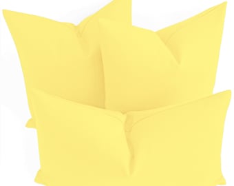 Yellow Cotton Throw Pillow Cover, Solid Euro Sham, Pillow Sham, Oversized Sham, 18 x 18, 20 x 20, 22 x 22, 24 x 24, 26 x 26, Wholesale Pillo