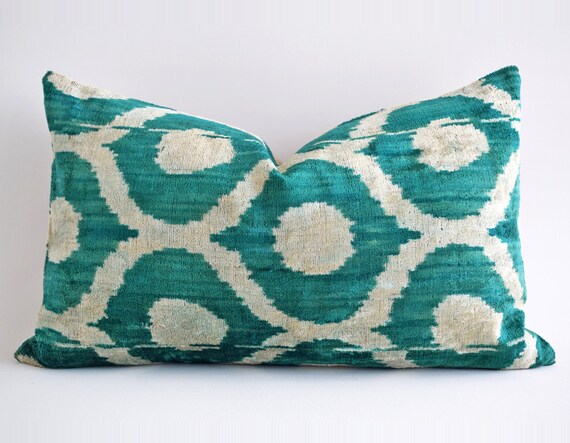 Luxury Dark Green Velvet Throw Pillowsteal Green Bolster Etsy