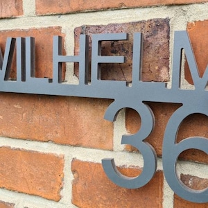 House number family name | House number personalized | Door sign family name | Name plate house | Mailbox sign | House number anthracite