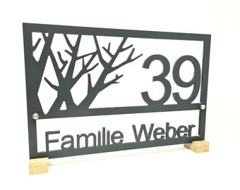 Hausnummer modern Familienname personalisiert