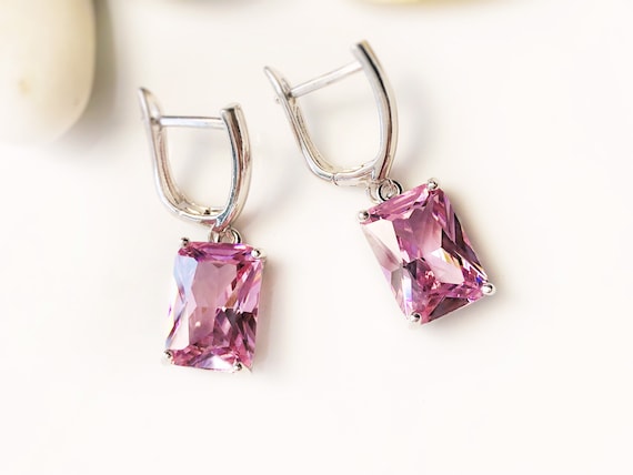 Pink gemstone hotsell earrings