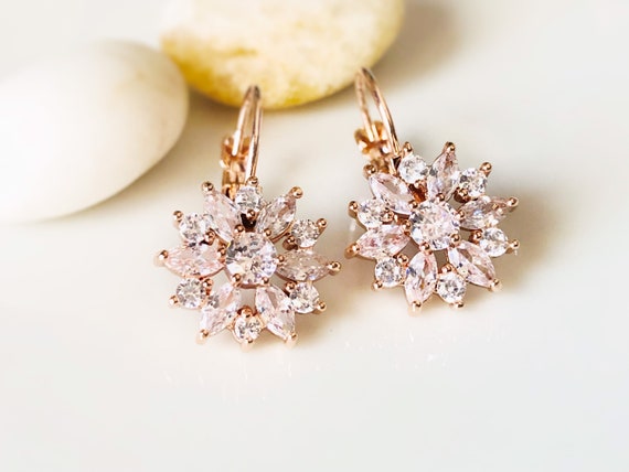 Rose gold white sapphire best sale earrings