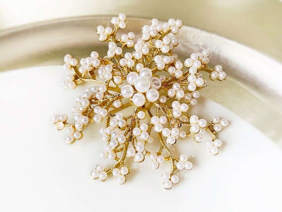 Large 2024 pearl brooch