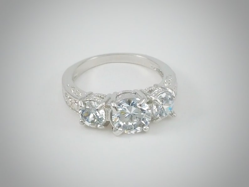 gift for mom gift for her 2.75ct three stone brilliant cut engagement ring