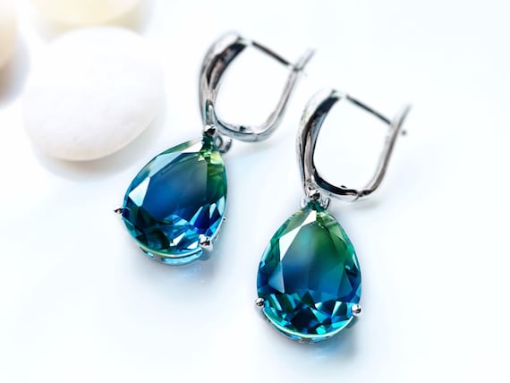 Green hotsell blue earrings