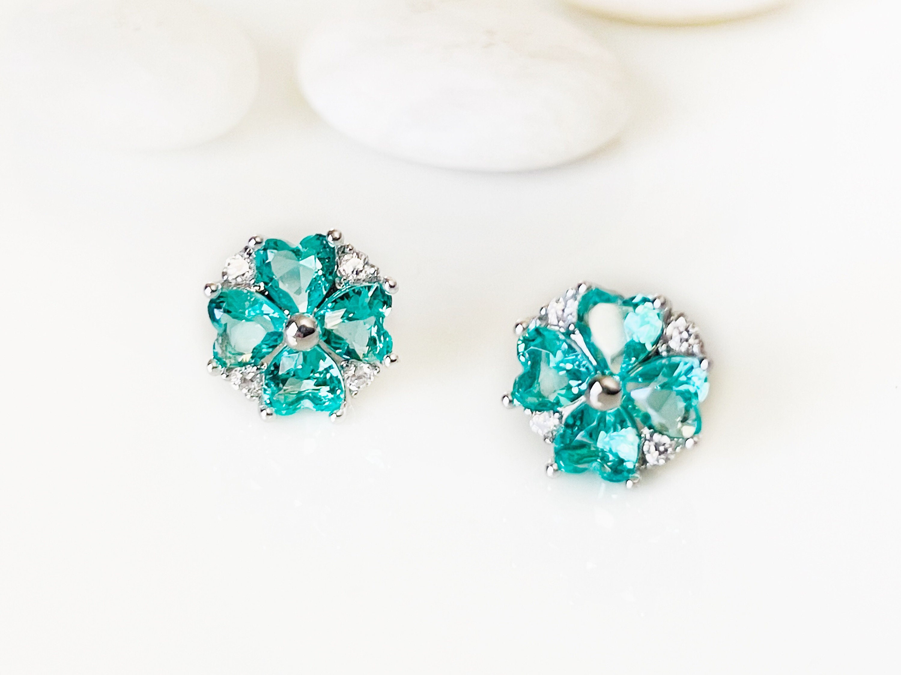 Blue topaz flower sale earrings
