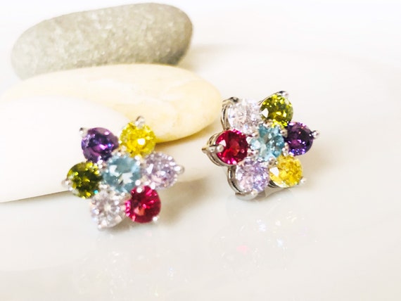 Youthway Colorful Diamond C Shape Stainless Steel Stud Earrings Rainbow  Drop Hoop Earrings Women Trendy Fashion Charm Jewelry - AliExpress