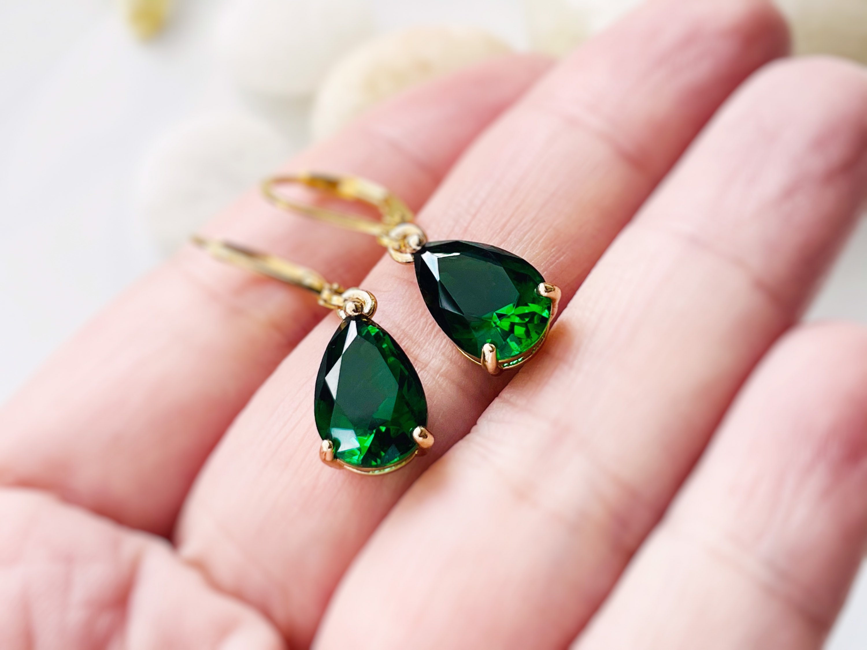 Emerald teardrop best sale earrings