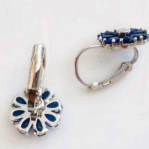 Daisy sapphire earring in 14K gold, blue gemstone flower earrings, September birthstone earring, gift for mom, gift for her image 6