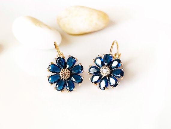 Blue gem hotsell earrings