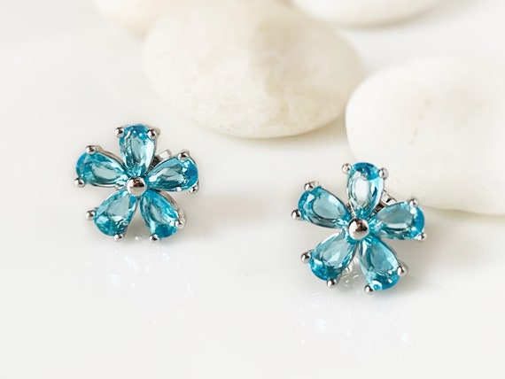 Blue topaz on sale flower earrings