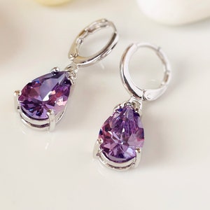 Amethyst Teardrop Dangle Earring in 14k Gold, February Birthstones ...