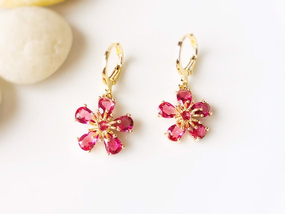 Pink tourmaline dangle best sale earrings
