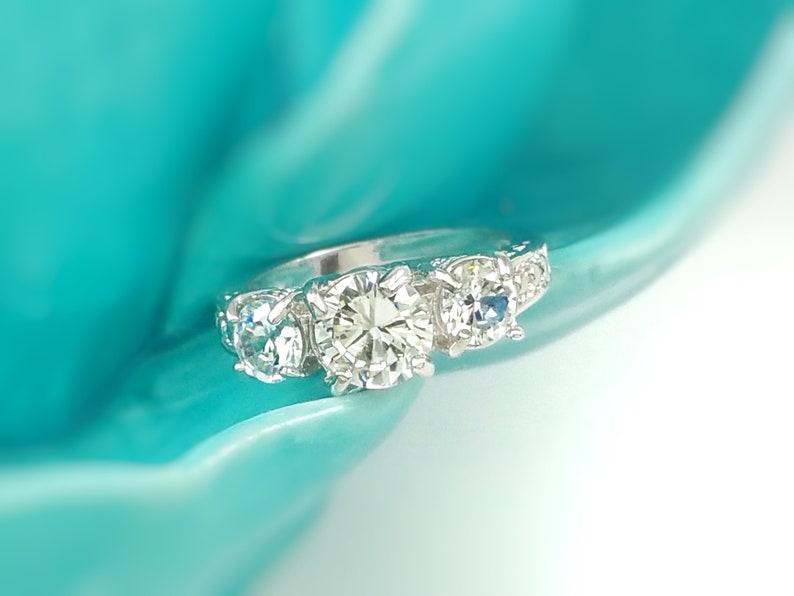gift for mom gift for her 2.75ct three stone brilliant cut engagement ring