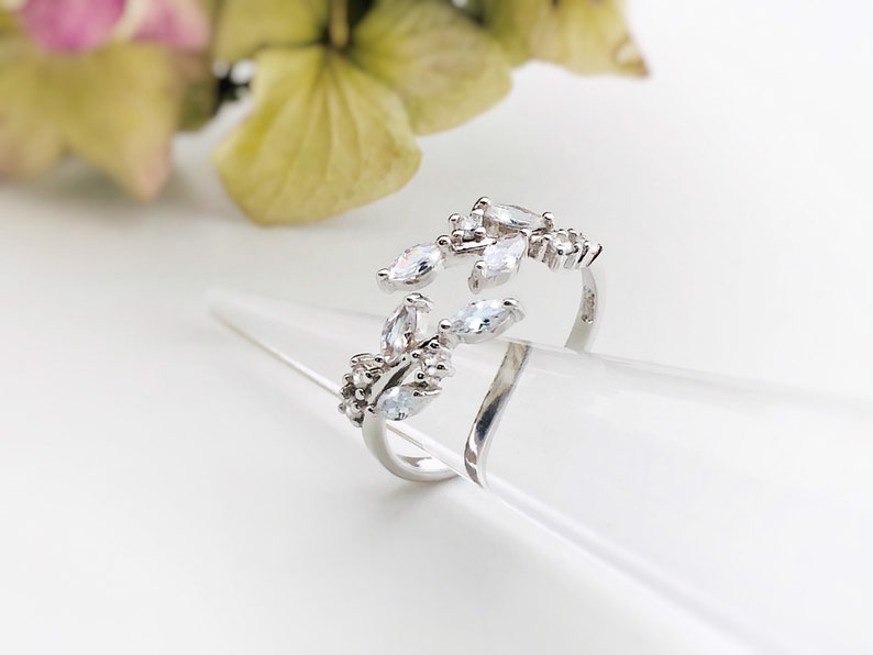 Simulated diamond ring in 18k white gold over sterling sliver gift for her vermeil diamond ring wedding ring gift for mom