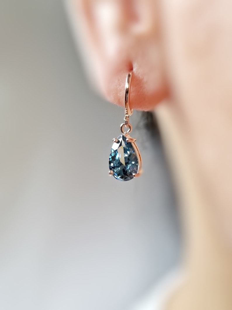Amethyst teardrop dangle earring in 14k gold, February birthstones, purple gemstone earrings, gift for her, gift for mom image 9
