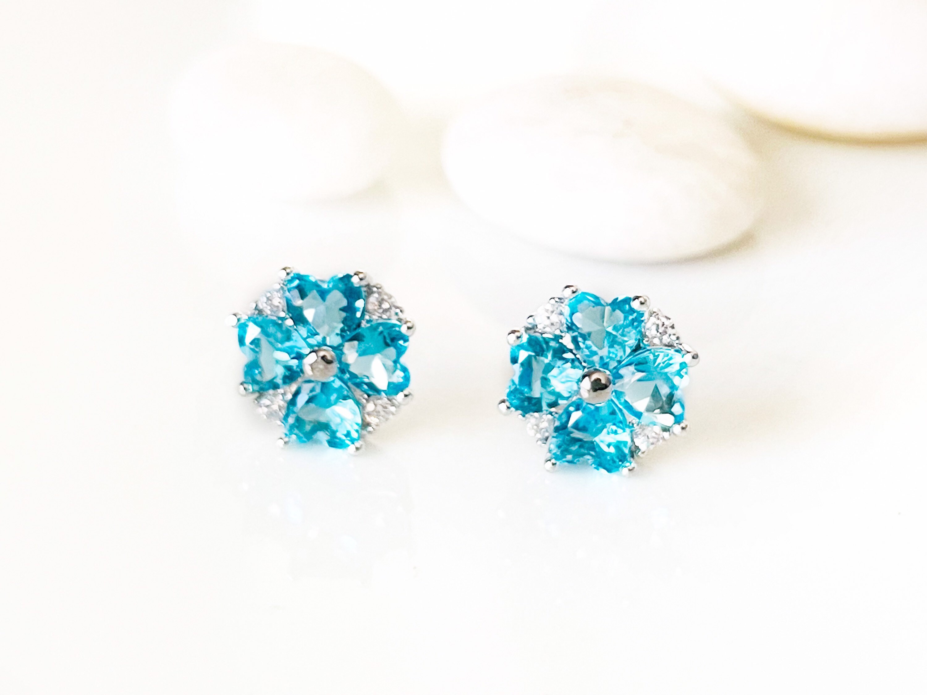 Blue topaz on sale flower earrings