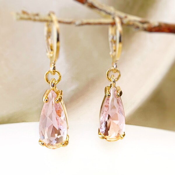 Pink Stone Earrings Etsy