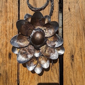 Upcycled metal art flower