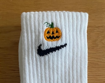 Halloween pumpkin custom embroidered Nike socks