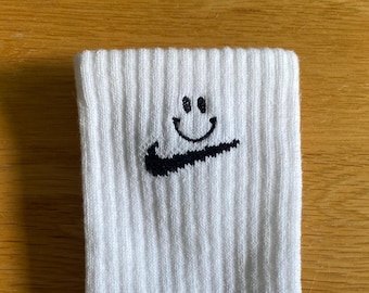 Custom embroidered Nike socks happy smiley