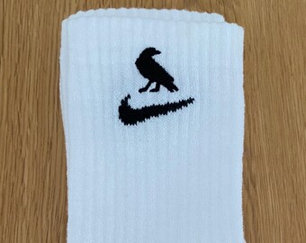 Custom embroidered nike socks crow