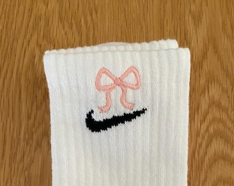 Custom embroidered nike socks ribbon bow