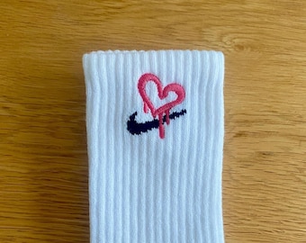 Custom embroidered nike socks graffiti heart
