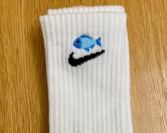 Custom embroidered nike socks fish