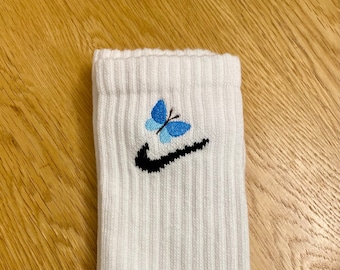 Custom embroidered nike socks butterfly