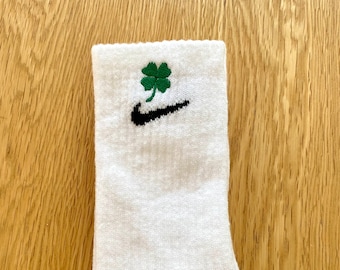 Custom embroidered nike socks lucky four leaf clover