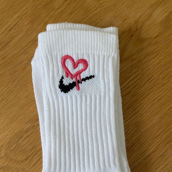 Custom embroidered nike socks graffiti heart