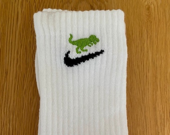 Custom embroidered nike socks dinosaur roar
